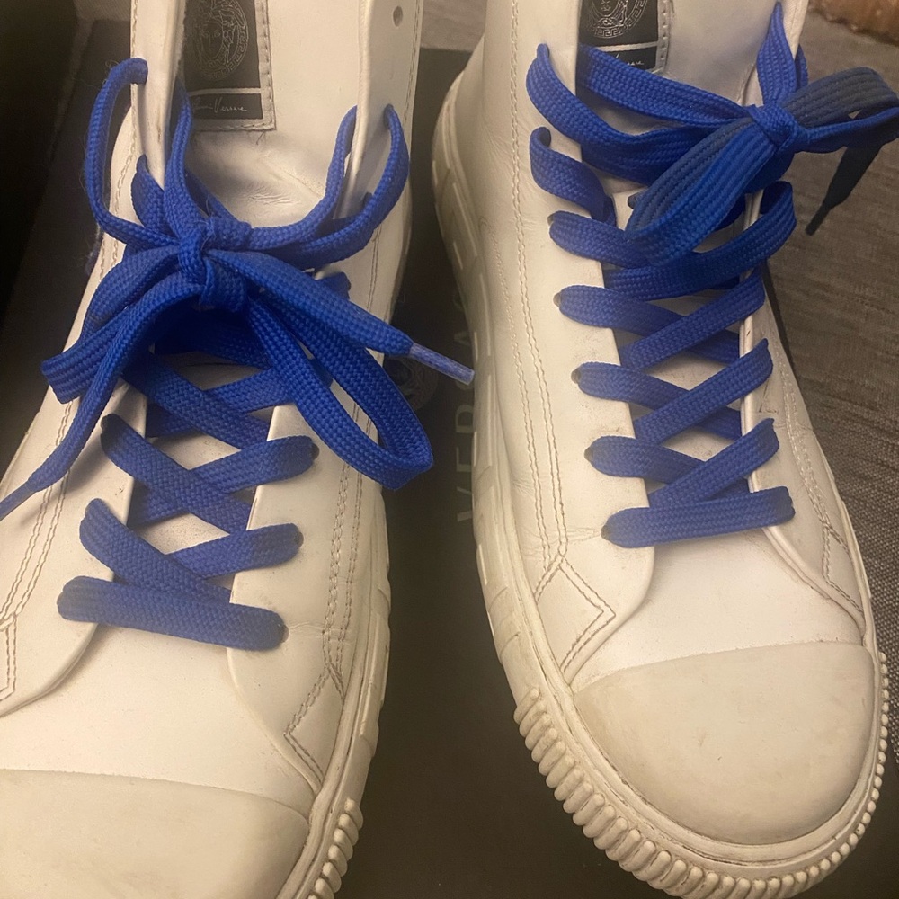 Versace White Sneakers with Blue Laces - Picture 6 of 6